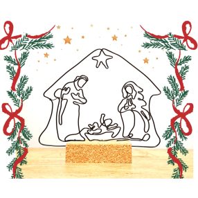Karácsonyi betlehem: Mária, József és a jászolban fekvő kis Jézus ábrázolása - kézműves dekoráció