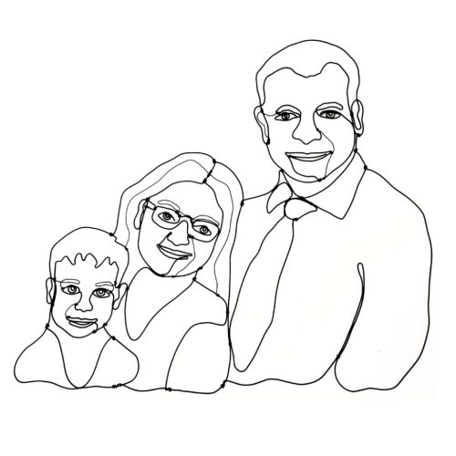 3 fő / Drótból készített portré fotó alapján
