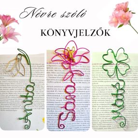 Névre szóló virágos könyvjelzők díszcsomagolással