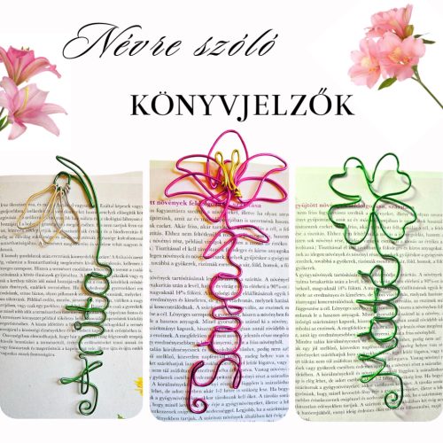 Névre szóló virágos könyvjelzők díszcsomagolással